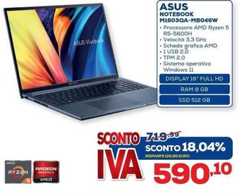Euronics Asus Notebook M1603QA-MB046W offerta