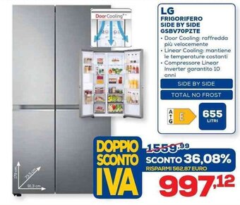 Euronics LG Frigorifero Side by Side GSBV70PZTE offerta