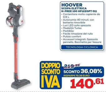 Euronics Hoover Scopa Elettrica H-Free 100 HF122GPT 011 offerta