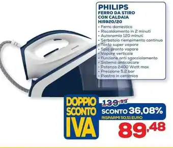 Euronics Philips Ferro da Stiro con Caldaia HI5920/20 offerta