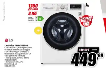 MediaWorld LG Lavatrice F4WV508S0B offerta