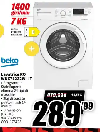 MediaWorld beko Lavatrice ROWUX71232WI-IT offerta