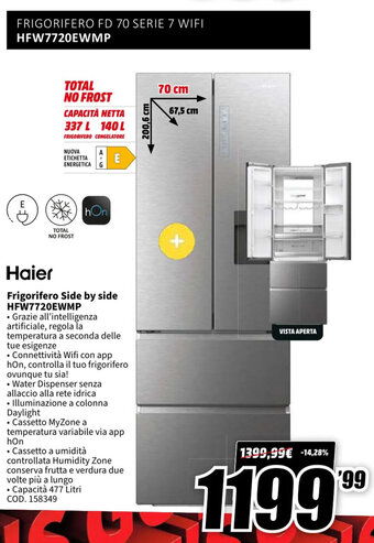 MediaWorld Haier Frigorifero Side by side HFW7720EWMP offerta