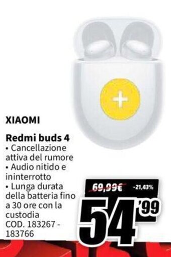 MediaWorld Xiaomi Redmi buds 4 offerta