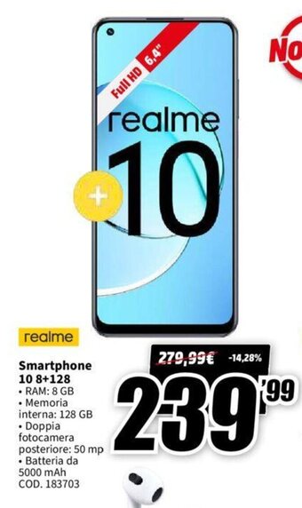 MediaWorld realme Smartphone 10 8+128 offerta