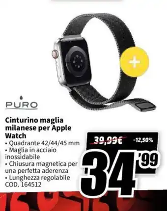 MediaWorld Puro Cinturino maglia milanese per Apple Watch offerta