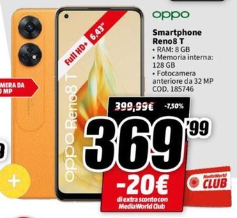 MediaWorld oppo Smartphone Reno8 T offerta