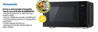 Panasonic Forno a microonde Compatto Touch con Grill NN-K36NBMEPG