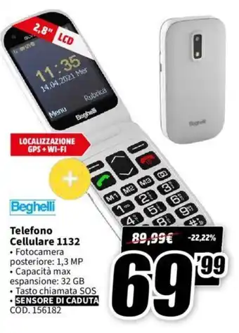 MediaWorld Beghelli Telefono Cellulare 1132 offerta