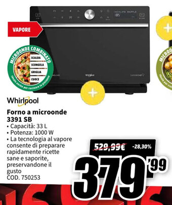 MediaWorld Whirlpool Forno a microonde 3391 SB offerta