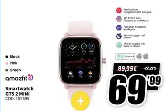 MediaWorld amazfit Smartwatch GTS 2 Mini offerta