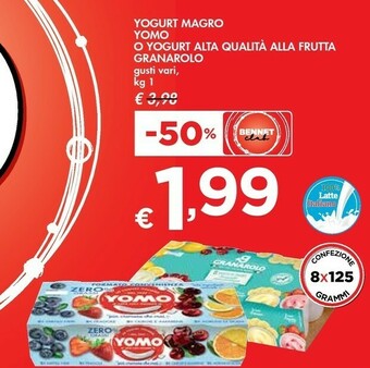 Bennet Yomo Yogurt Magro Frutta 1000 G(ml) offerta