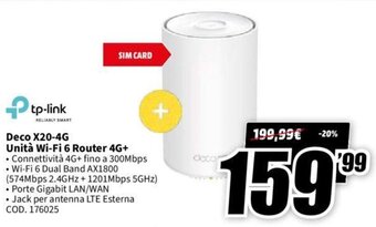 tp-Link Deco X20-4G Unità Wi-Fi 6 Router 4G+