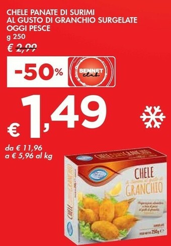 Bennet Oggi pesce Chele Panate Di Surimi Al Gusto Di Granchio Surgelate offerta