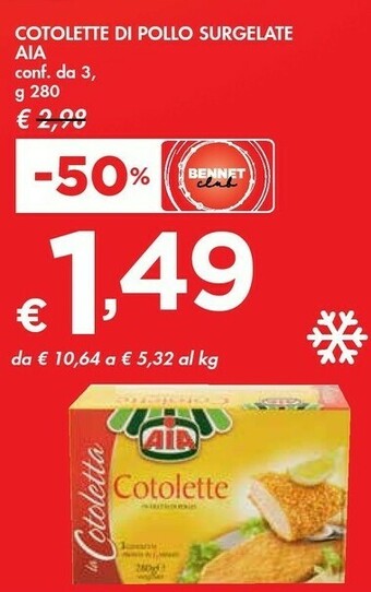 Bennet Aia Cotolette Di Pollo Surgelate offerta