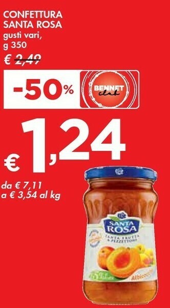 Bennet Santa rosa Confettura Extra Albicocche 350 G(ml) offerta