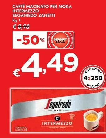 Bennet Segafredo Zanetti Caffè Macinato Per Moka Intermezzo offerta