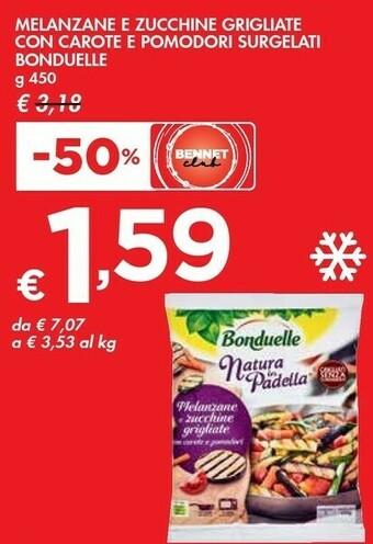 Bennet Bonduelle Natura In Padella Melanzane E Zucchine Grigliate Con Carote E Pomodori 450 G(ml) offerta