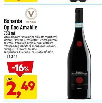 Bonarda op doc amabile 750ml