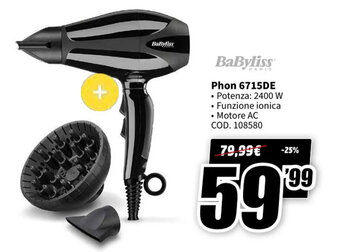 MediaWorld BaByliss Phon 6715DE offerta