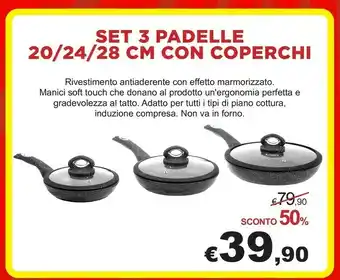 Set 3 Padelle Con Coperchi