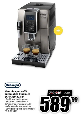 DeLonghi Macchina per caffè automatica Dinamica ECAM359.37.TB"