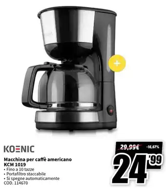 Koenic Macchina per caffè americano KCM 1019