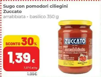 Coop Zuccato Sugo Con Pomodori Ciliegini Arrabbiata/ Basilico 350 G offerta