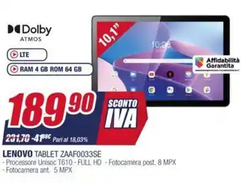 Trony Lenovo Tablet ZAAF0033SE offerta