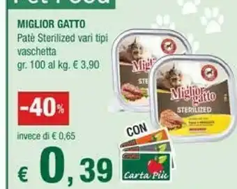 Crai Miglior Gato Sterilized Pate Manzo 100g offerta