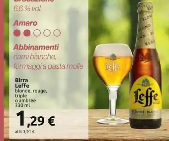 Carrefour Leffe Birra Doppio Malto Bionda 330 G(ml) offerta