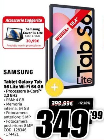 Samsung Tablet Galaxy Tab S6 Lite Wi-Fi 64 GB