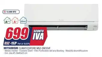 Trony Mitsubishi Climatizzatore MSZ-DW35VF offerta