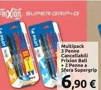 Carrefour Pilot Multipack 3 Penne Cancellabili Frixion Ball + 2 Penne A Sfera Supergrip offerta