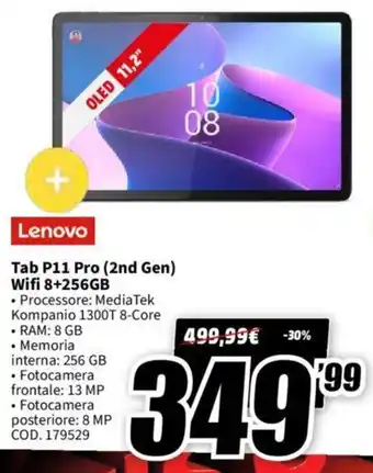 MediaWorld Lenovo Tab P11 Pro 2nd Gen Wifi 8+256GB offerta