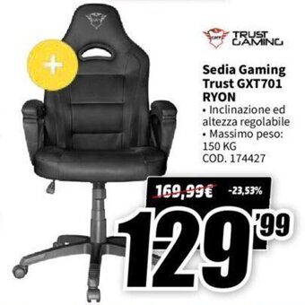 MediaWorld Trust Gaming Sedia Gaming Trust GXT701 Ryon offerta
