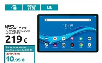 Carrefour Lenovo TBX606X 10'' Lte offerta