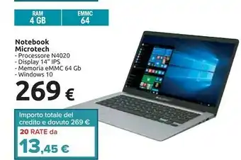 Carrefour Microtech Notebook 14'' Ips 4gb 64gb offerta