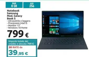 Carrefour Samsung Galaxy Book S 13'' 8gb Processore Intel I5 Windows 10 Home offerta