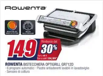Rowenta Bistecchiera Optigrill GR712D