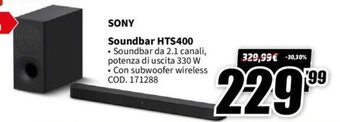 MediaWorld Sony Soundbar HTS400 offerta