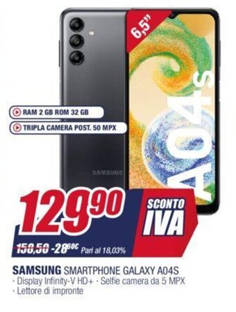 Trony Samsung Smartphone Galaxy A04S offerta