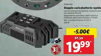 Lidl Parkside Doppio Caricabatterie Rapido offerta