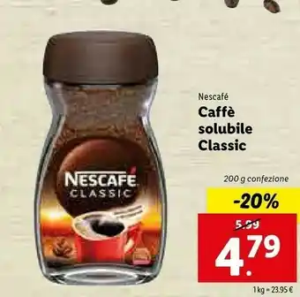 Lidl Nescafé Nescafe Caffe Solubile Classic offerta