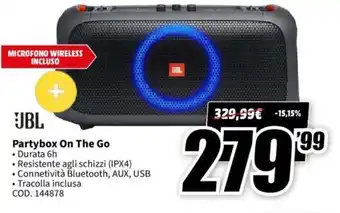 MediaWorld JBL Partybox On The Go offerta