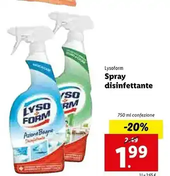 Lidl Lysoform Spray Disinfettante offerta