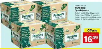 Lidl Pampers Baby Dry Pannolini Quadripacco Tagli 3 Midi 80 Pannolini offerta