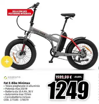 MediaWorld Argento Fat E-Bike Minimax offerta