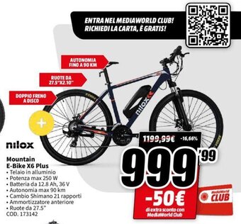 MediaWorld nilox Mountain E-Bike X6 Plus offerta