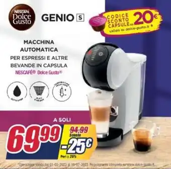 Trony Nescafé Dolce Gusto Macchina Automatica offerta